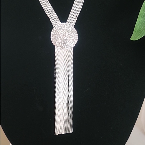 Natasha silver rhinestones long adiustable necklace 18 strands - Picture 5 of 16